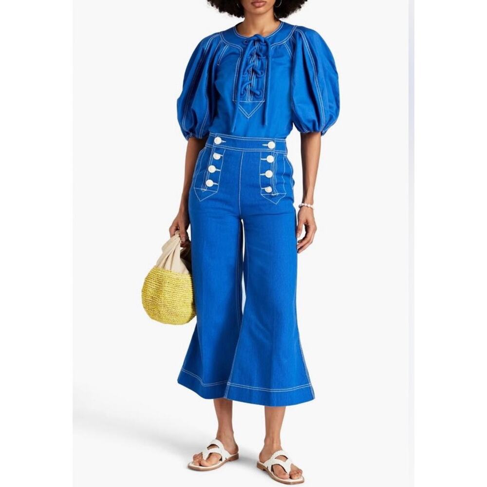 Zimmermann High Tide Sailor Jean Bright Blue Kick Flare NWT Size 26